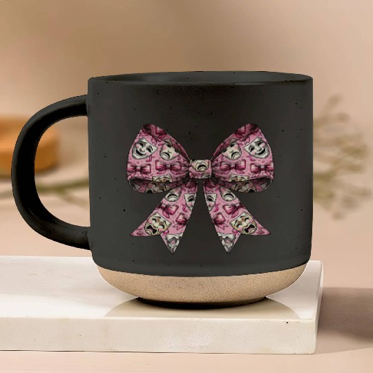 Coquette Bow Theatre Mask Pattern Drama Comedy Pottery Mugs