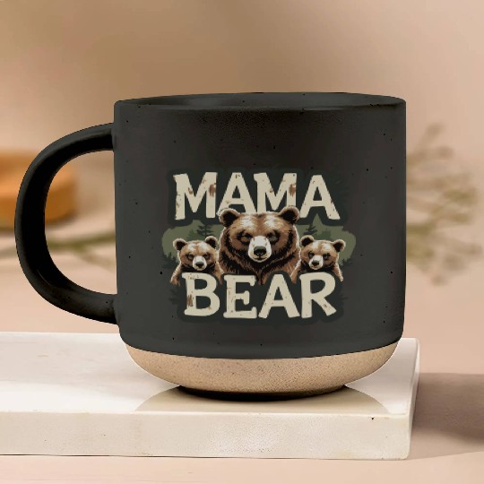 Mama Bear & Cubs Rustic Pottery Mugs for Moms