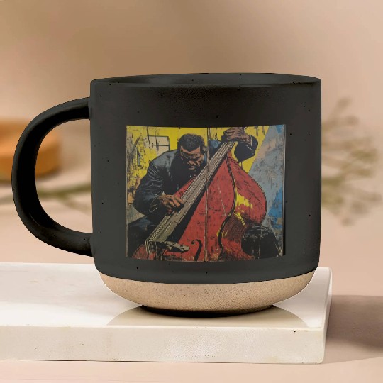 Charles Mingus Double Bass Retro Superhero Comic Pottery Mugs
