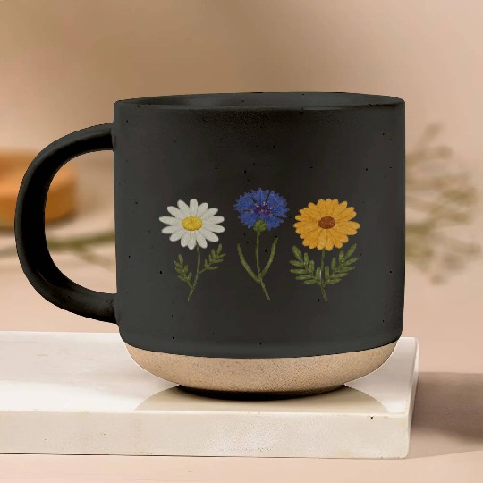 Wildflower Trio Daisy Cornflower Marigold Pottery Mugs