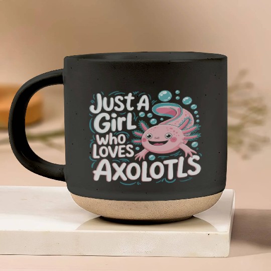 Whimsical Axolotl Love Design Pottery Mugs