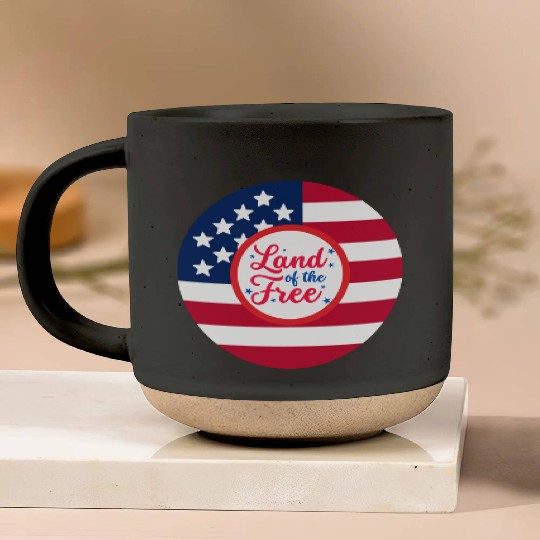 American Flag Design with Patriotic Quote Pottery Mugs