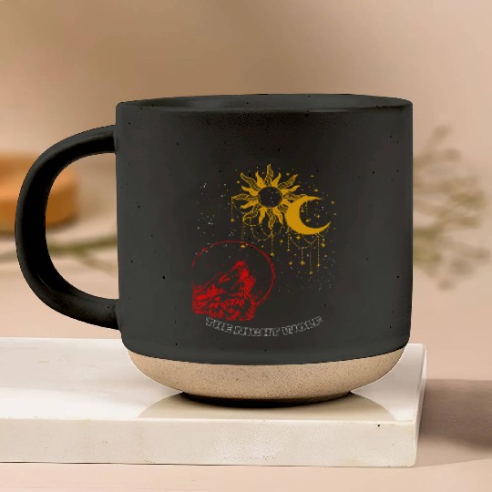 "Night Wolf – Lunar Howl Graphic Pottery Mugs"