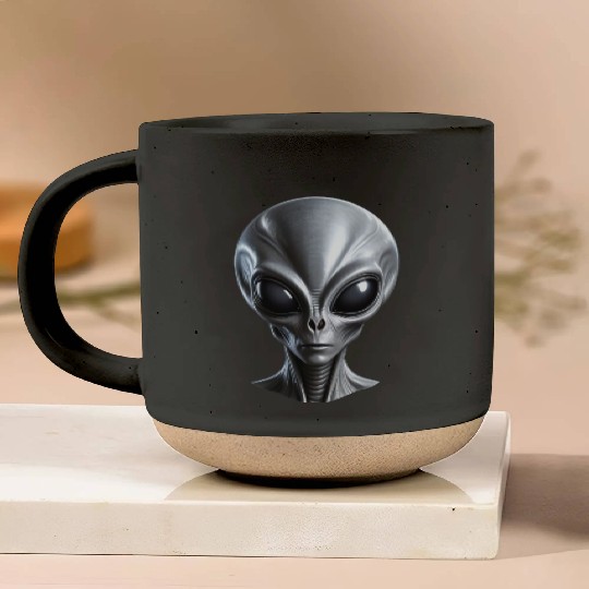 Real Grey Alien with a big head Pottery Mugs