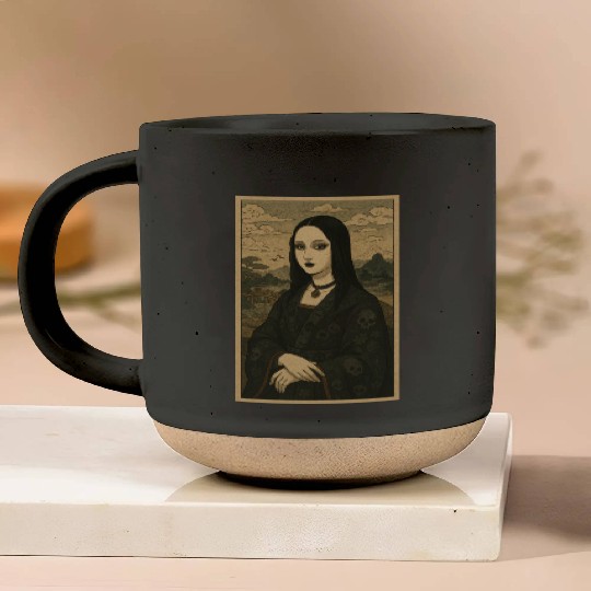 Gothic Geisha Mona Lisa Ukiyo-e Portrait with Pottery Mugs