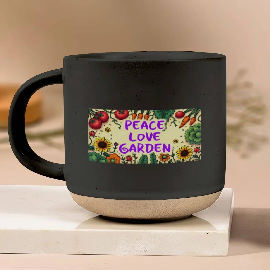 Peace, Love, Garden Pottery Mugs