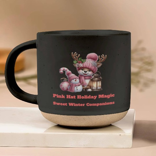 A Pink Winter Wonderland Pottery Mugs