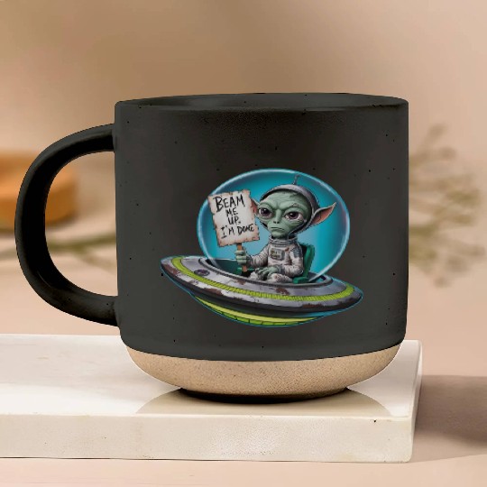 UFO Mars beam me up Allien Pottery Mugs