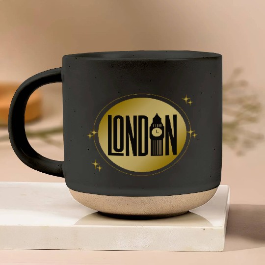 Black & Gold London Skyline Retro City Pride Pottery Mugs