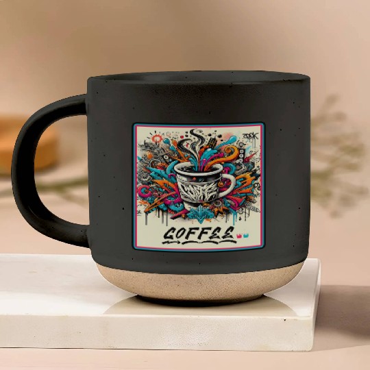 Coffee Graffiti Explosion Pottery Mugs