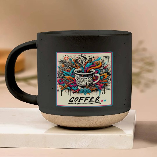 Coffee Graffiti Explosion Pottery Mugs