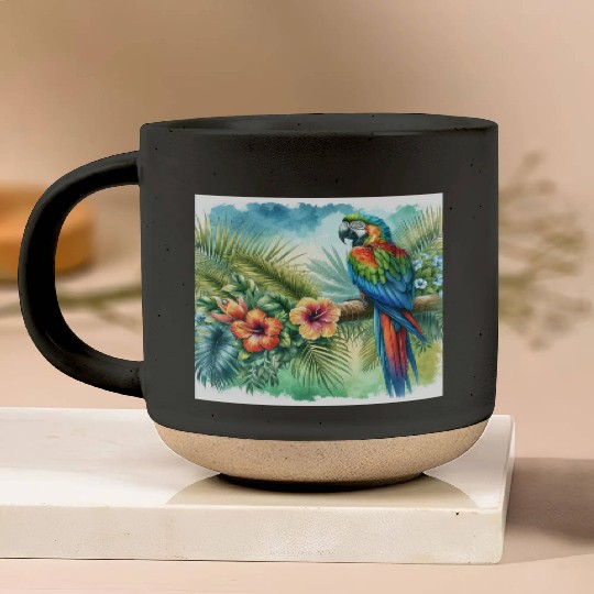 Majestic Macaw Parrot Pottery Mugs