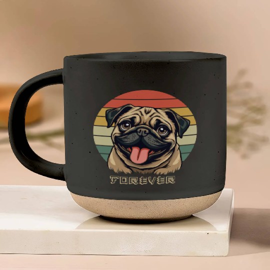 Love Pug Forever – Cute Pug Lover Design Pottery Mugs