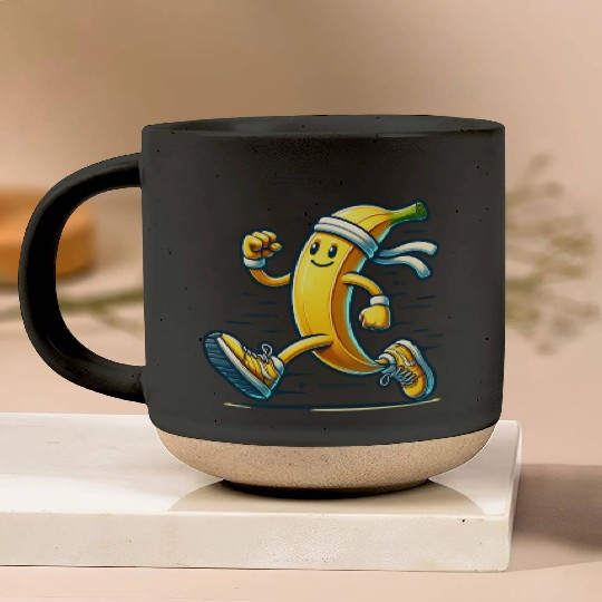 Running Banana – Energetic Fruit in Motion Pottery Mugs