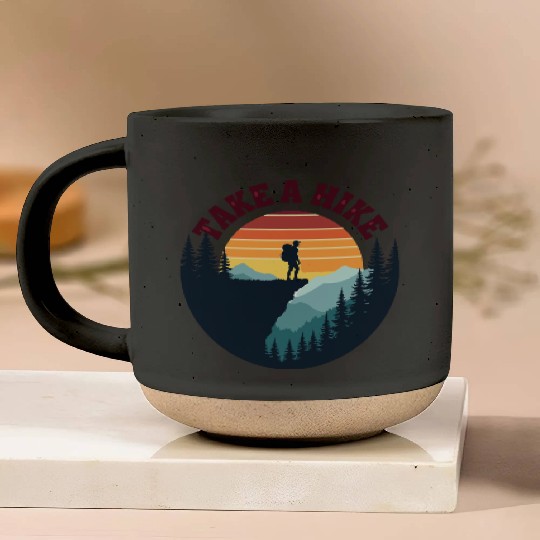 Take A Hike - Vintage Sunset Mountain Silhouette Pottery Mugs