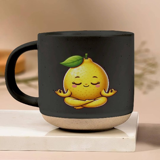 Cute lemon yoga meditation relaxation cartoon Pottery Mugs