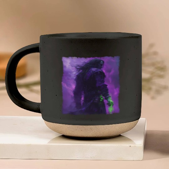 Dark Spell Warrior with Purple Mist Energy Pottery Mugs