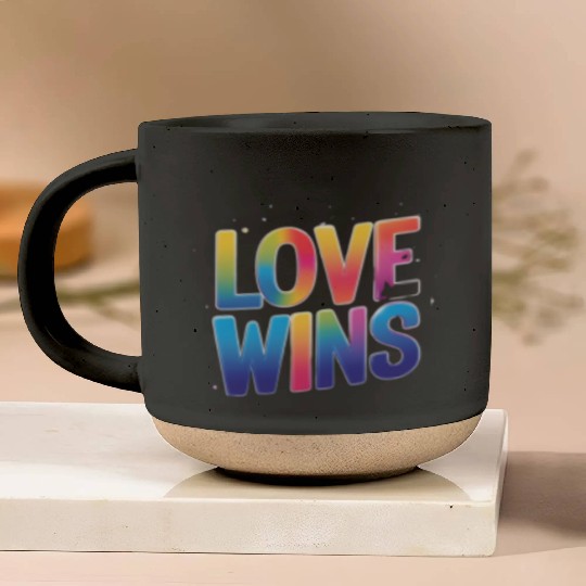 Love Wins Rainbow Script Pottery Mugs – Pride Month Pottery Mugs