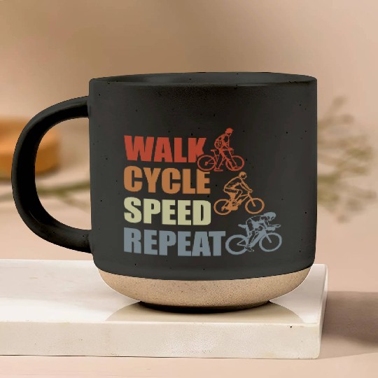 Cycling Routine Pottery Mugs