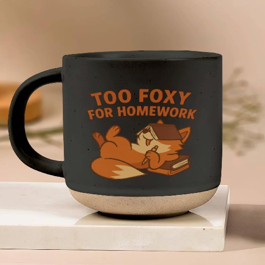 Too Foxy for Homework – Cute Lazy Fox Back-to-Scho Pottery Mugs