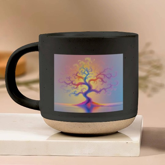 Psychedelic Tree of Light –Minimal Abstract Nature Pottery Mugs
