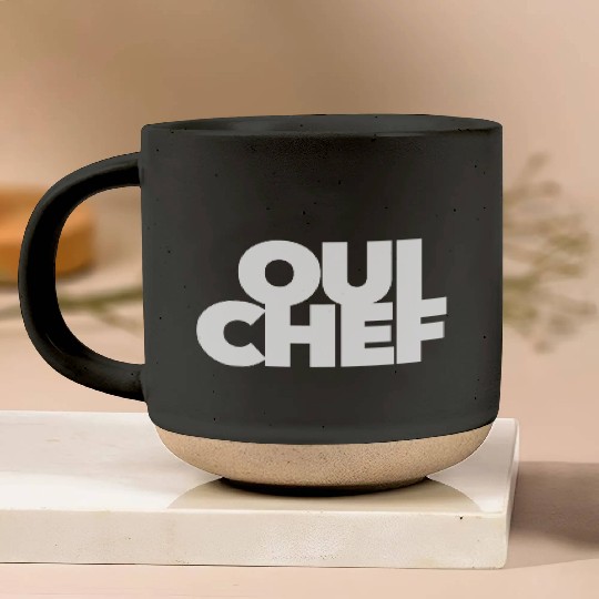 funny Oui Chef restaurant boss staff sous employee Pottery Mugs