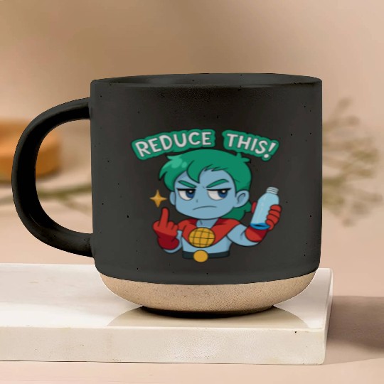 Chibi Style Captain Planet Reduce This!Design Pottery Mugs