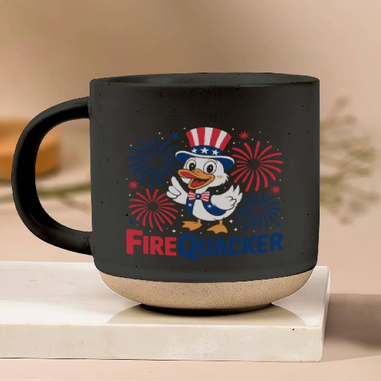 Womens Duck Firequacker Patriotic Fourth of July I Pottery Mugs