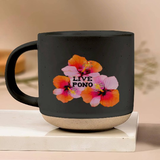 Live pono pink orange hibiscus flowers oahu maui Pottery Mugs