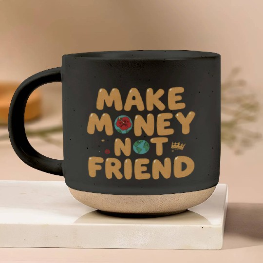 Make Money Not Friend – Funky Bold Urban Typograph Pottery Mugs