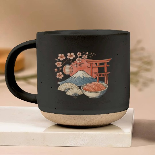 Japan Culture - Mount Fuji & Sakura Vintage Art Pottery Mugs