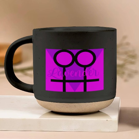 Women Symbol with Lavender Triangle Pottery Mugs