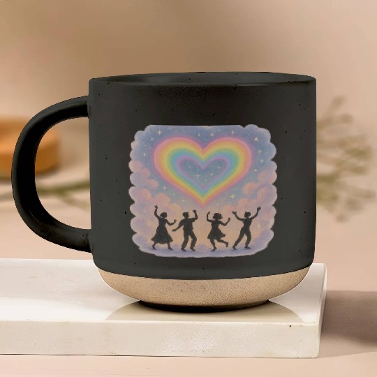 20250702 1417 Rainbow Heart Dance simple compos Pottery Mugs