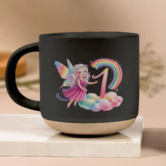 Magical Rainbow Fairy Elf 1st Birthday Girl Pottery Mugs