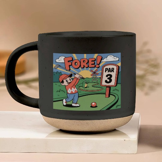 Mini Golf Retro Cartoon on Champion Unisex Pottery Mugs