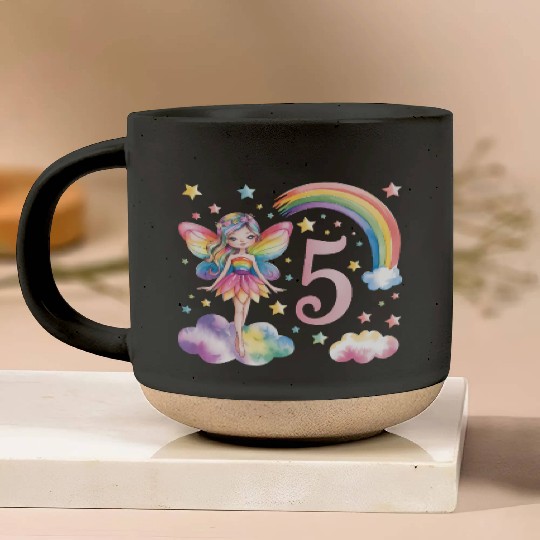 Magical Rainbow Fairy Elf 5th Birthday Girl Pottery Mugs