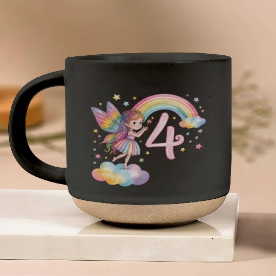 Magical Rainbow Fairy Elf 4th Birthday Girl Pottery Mugs