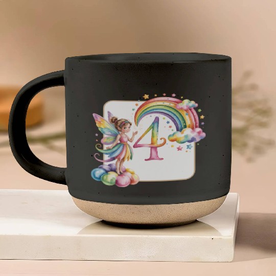 Magical Rainbow Fairy Elf 4th Birthday Girl Pottery Mugs