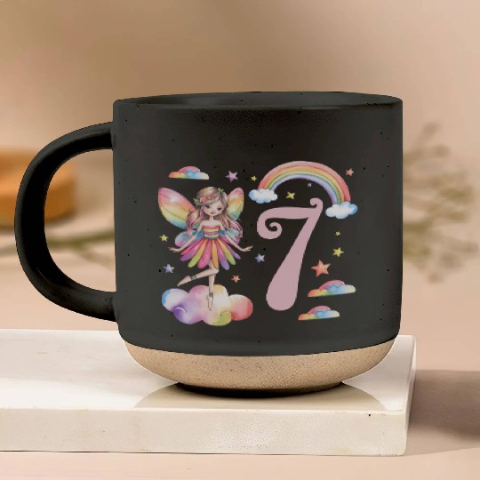 Magical Rainbow Fairy Elf 7th Birthday Girl Pottery Mugs