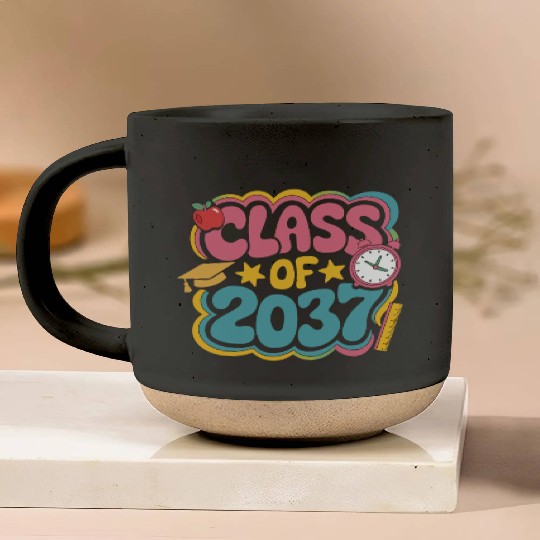 Class of 2037 Grow With Me, groovy back to school Pottery Mugs