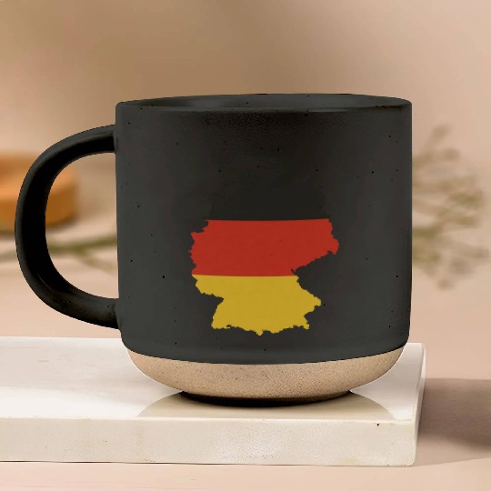Black Red Gold Germany flag outline design Pottery Mugs
