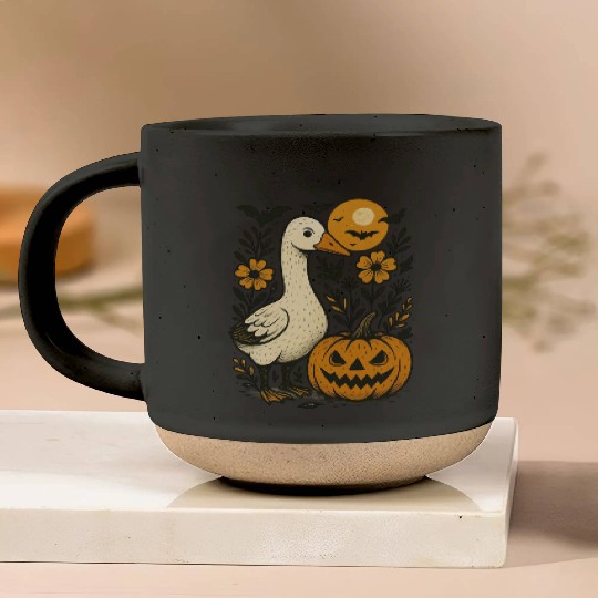 Goose Halloween Fall Silly Goose Boho Flower Pottery Mugs