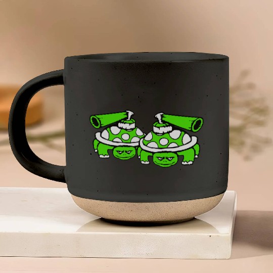 2 turtles shell gun shooting war attack tank team Pottery Mugs
