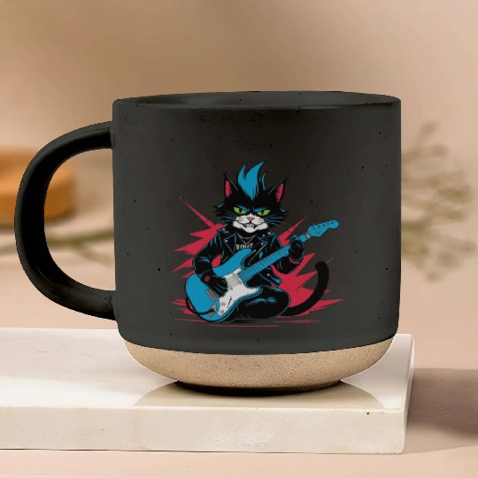 Rockstar Cat – Meow & Roll! Pottery Mugs