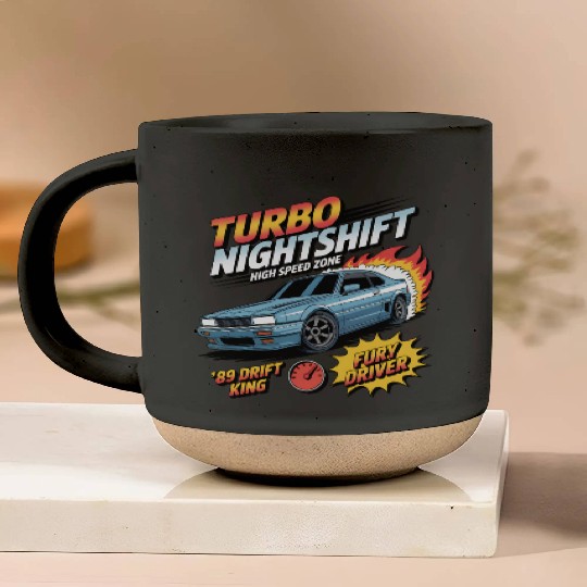 Retro Drift Car Flames - Turbo Street Racing Pottery Mugs