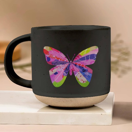 Butterfly design unique collage bug art garden Pottery Mugs