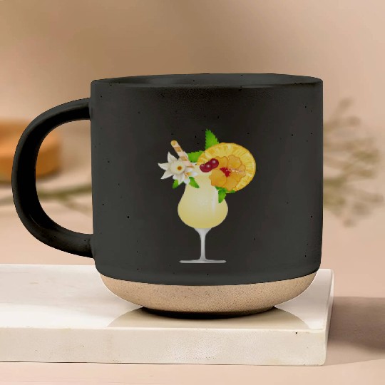 Summery cocktail decorated with fruit Pottery Mugs
