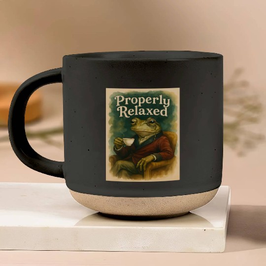 Sophisticated Frog Tea Poster Pottery Mugs