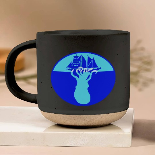 Octopus Ship Attack Sailing Sailboat Sea Monster Pottery Mugs