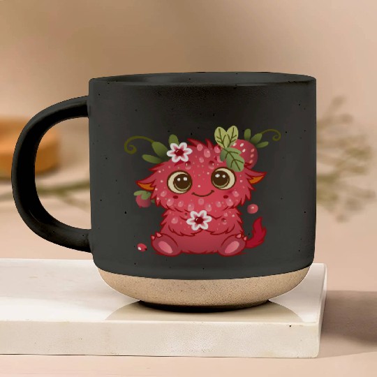 Cute Monster in Raspberry Design Pottery Mugs